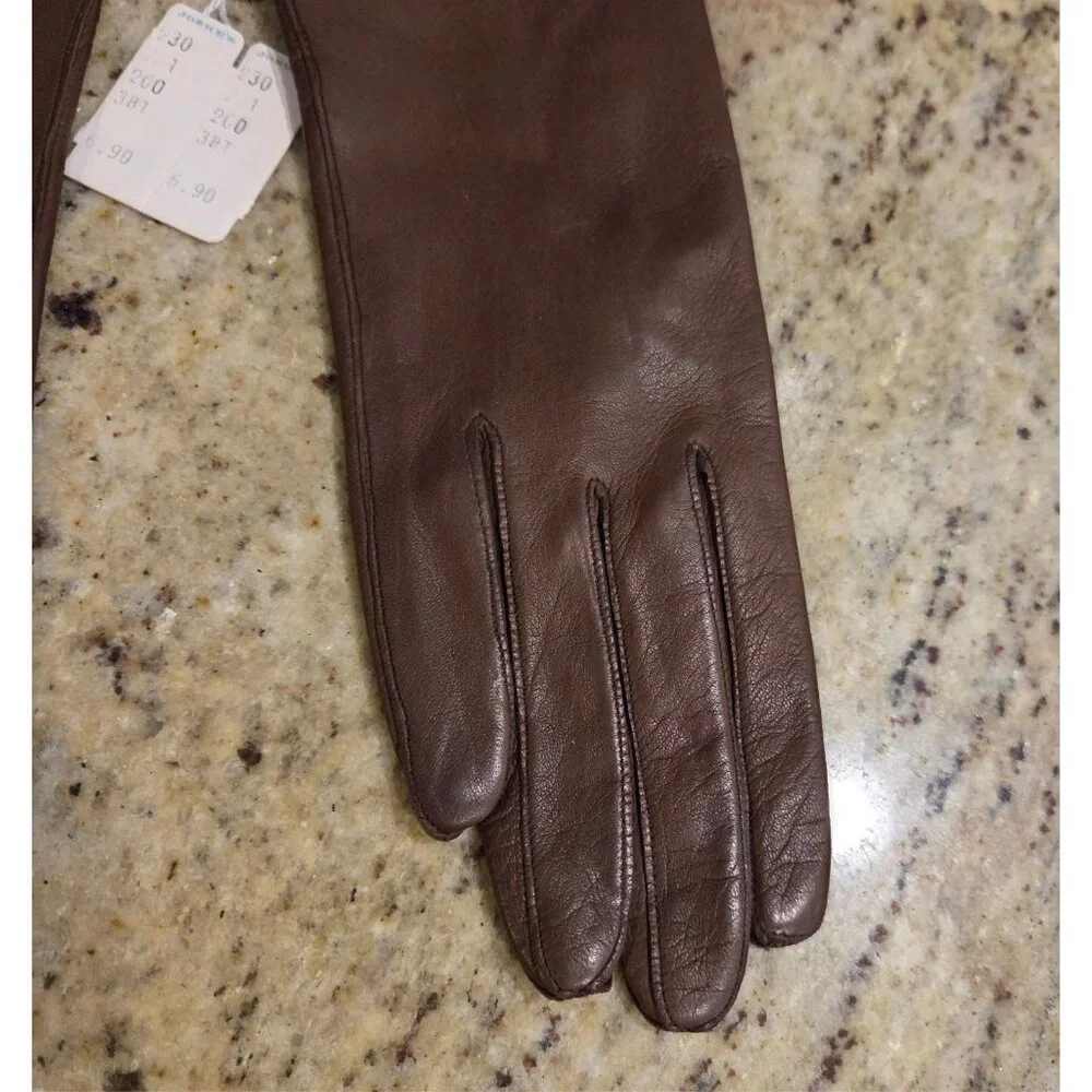 New! Vintage Women's Size S 6.5 Brown Soft Leather Lined Gloves Italy